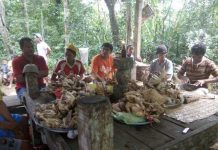 Saat pemberkatan ayam milik masyarkakat dalam ritual adat (Foto : IST/ Frans Lakon)