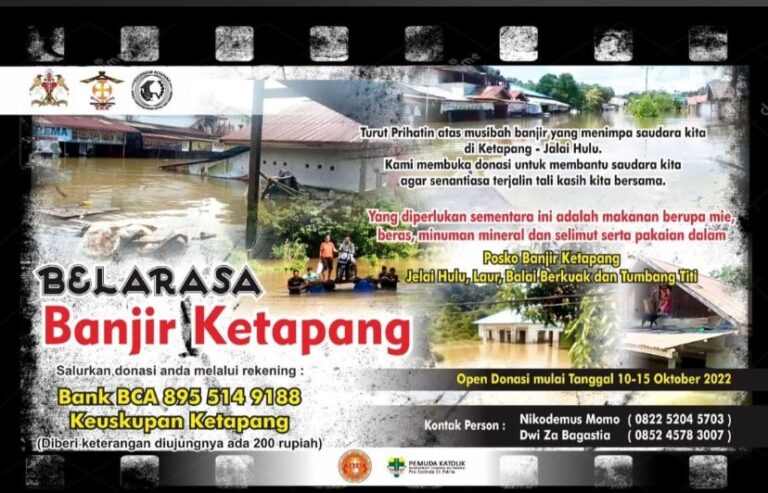 Keuskupan Ketapang Buka Posko Pengungsian dan Sumbangan Banjir Ketapang